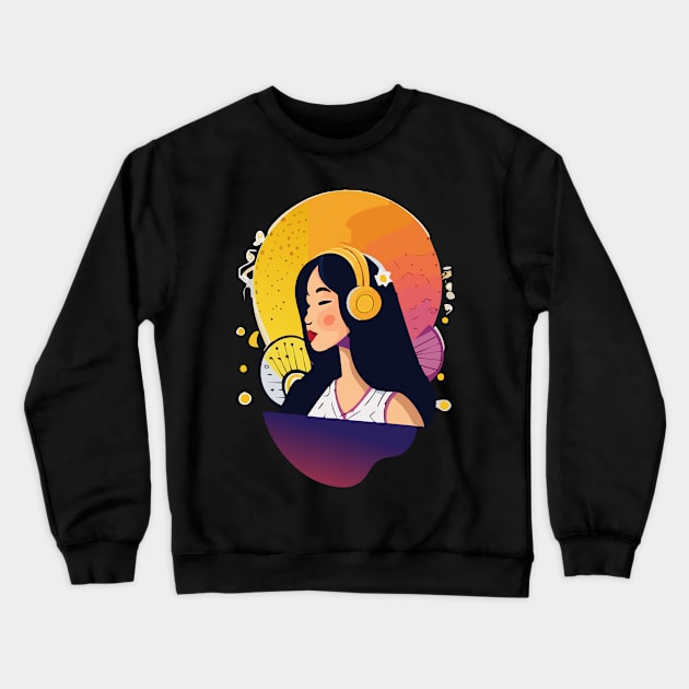 a music-inspired t-shirt design for a fictional band or artist.  a combination of musical elements, typography, and vibrant colors to convey the music’s energy Crewneck Sweatshirt by goingplaces